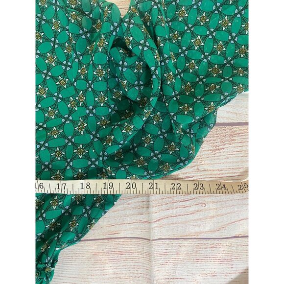 Max Studio Women's Long Sleeve Chiffon Green Smoked Mini Dress - Large - Picture 8 of 15